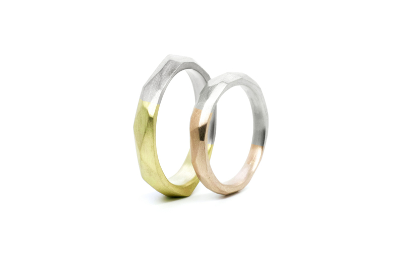 結婚指輪 - 2カラーファセット