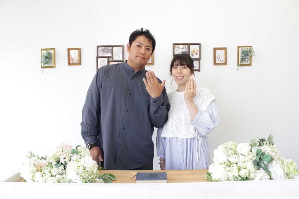 煌めきをより強調し美しく輝くデザインが印象的な手作り結婚指輪　千葉県八千代市　S＆M様の声